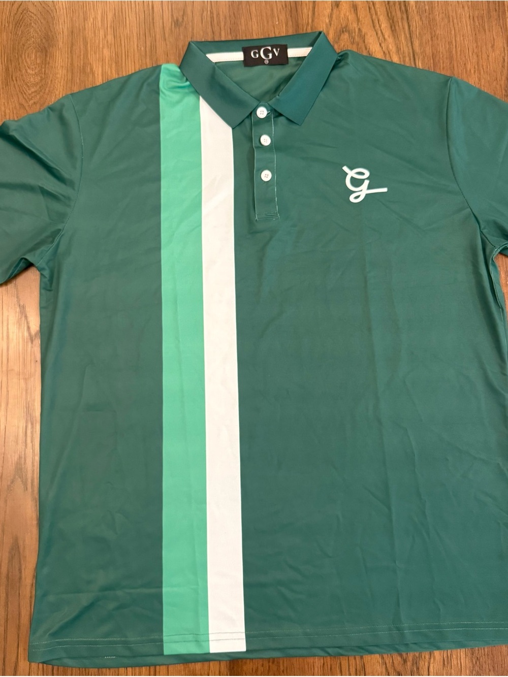 Ggv Men’s Golf Green Stripe Polo Shirt